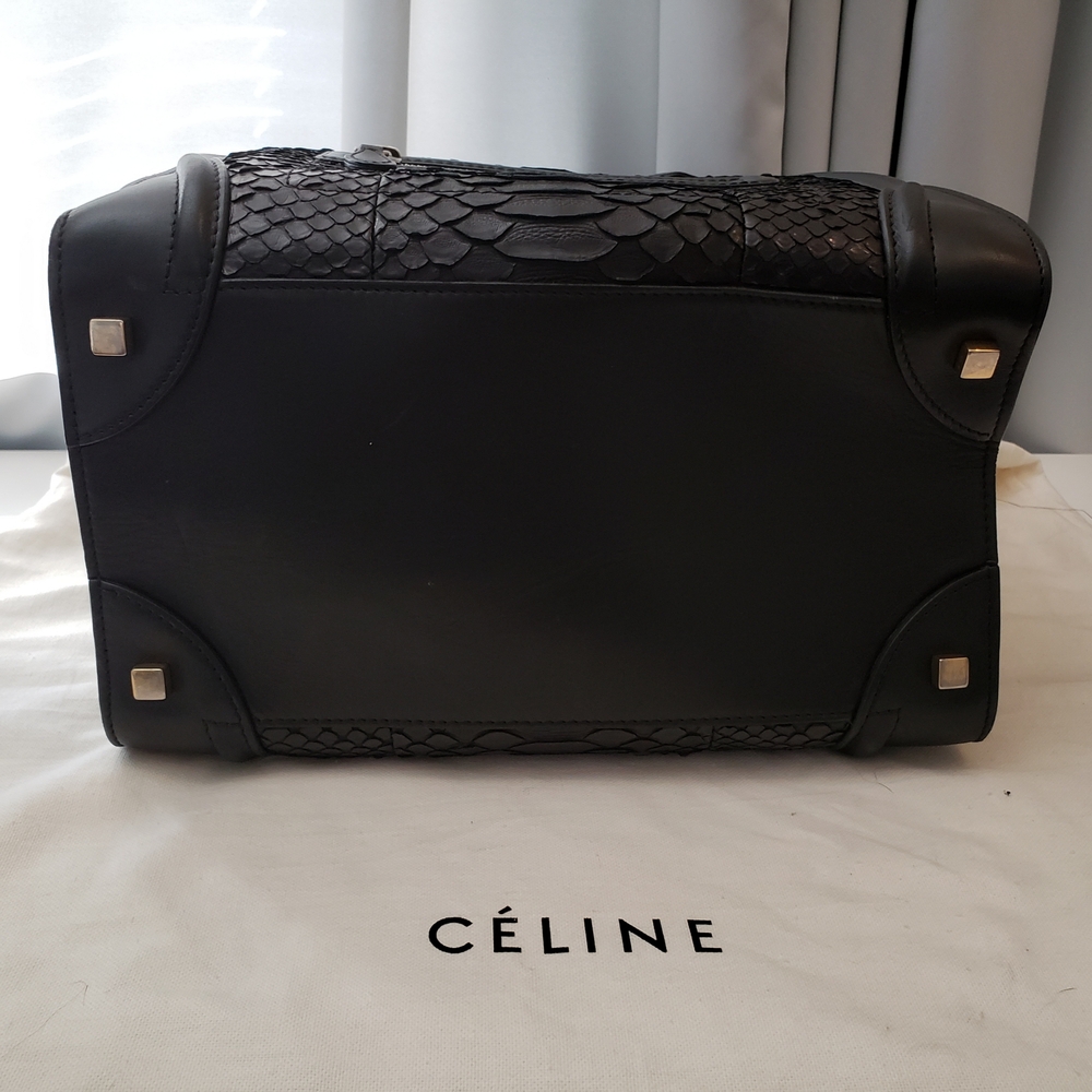 Celine Black Python Leather Tote Bag - image 4